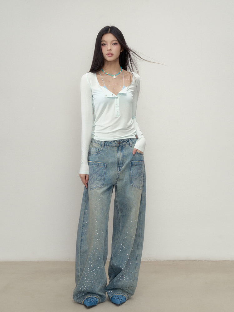 Button Lightweight Long Sleeve UV Protection T-shirt