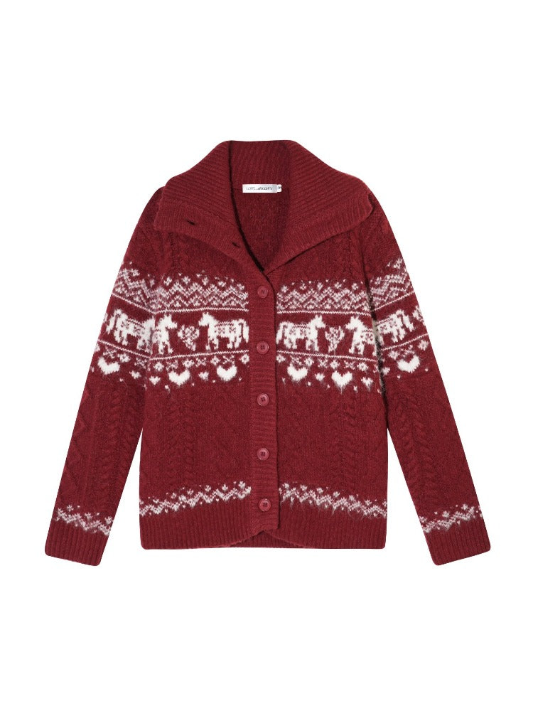 Fair Isle Pony Knit Cardigan