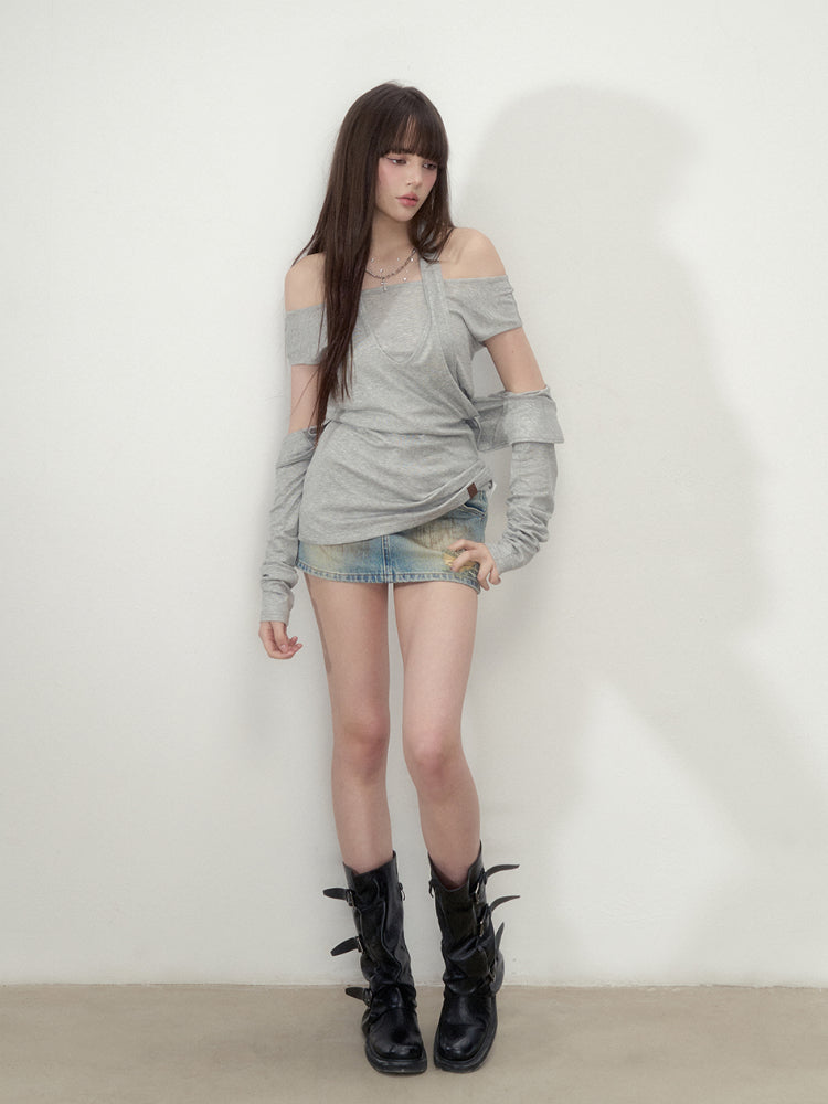Layered Short Sleeve Pullover Top