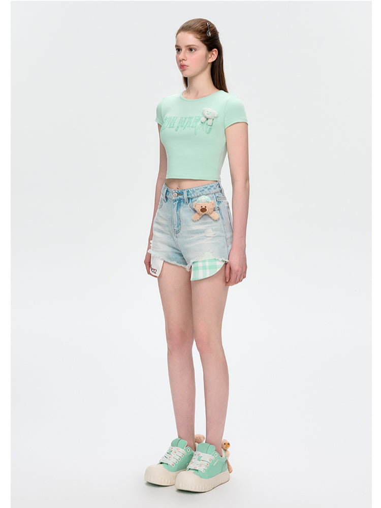Rhinestone-like Slim Sweet-Spicy Cotton T-shirt