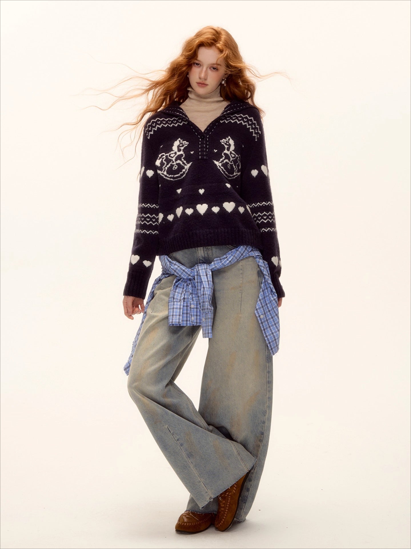 Pony Jacquard Polo Sweater