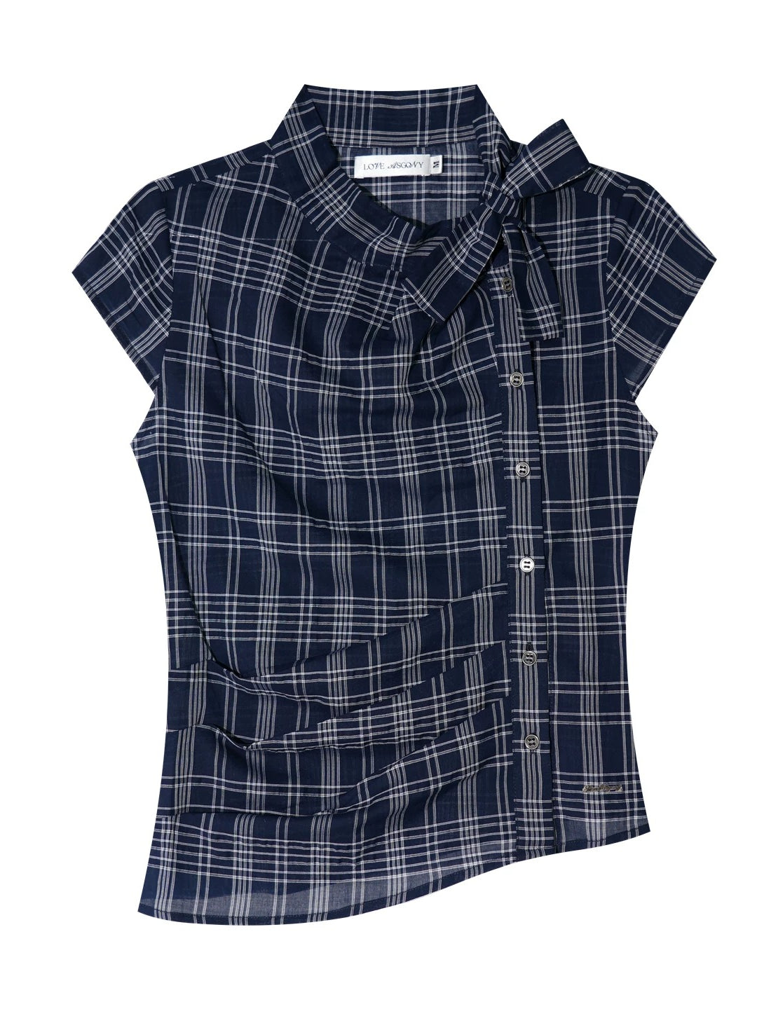 Ruched Plaid Blouse
