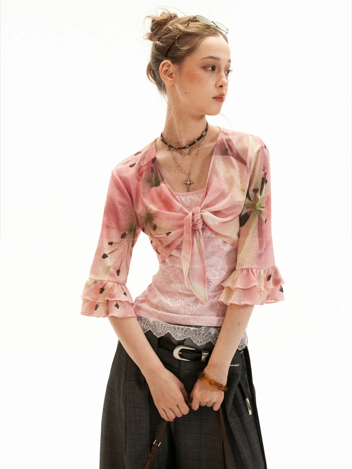 Floral Lace Two-Piece Cardigan Set