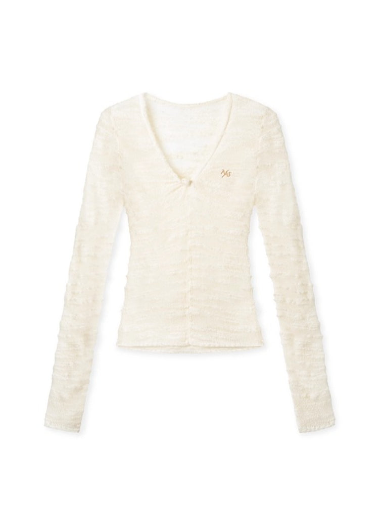 Florence 100% Wool Semi-Sheer Fitted V-Neck