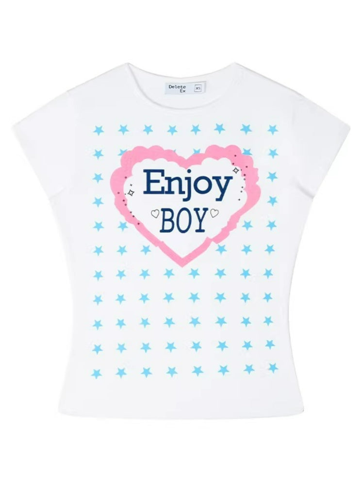 Flocked Star Print T-Shirt