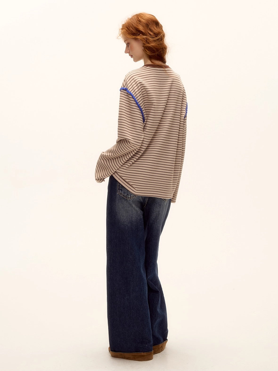 Striped Embroidered Cotton Blend T-shirt
