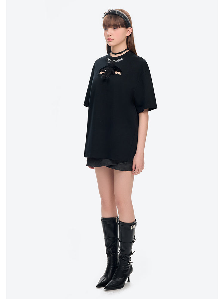 Angel Devil Cutout Chest Short-sleeve T-shirt
