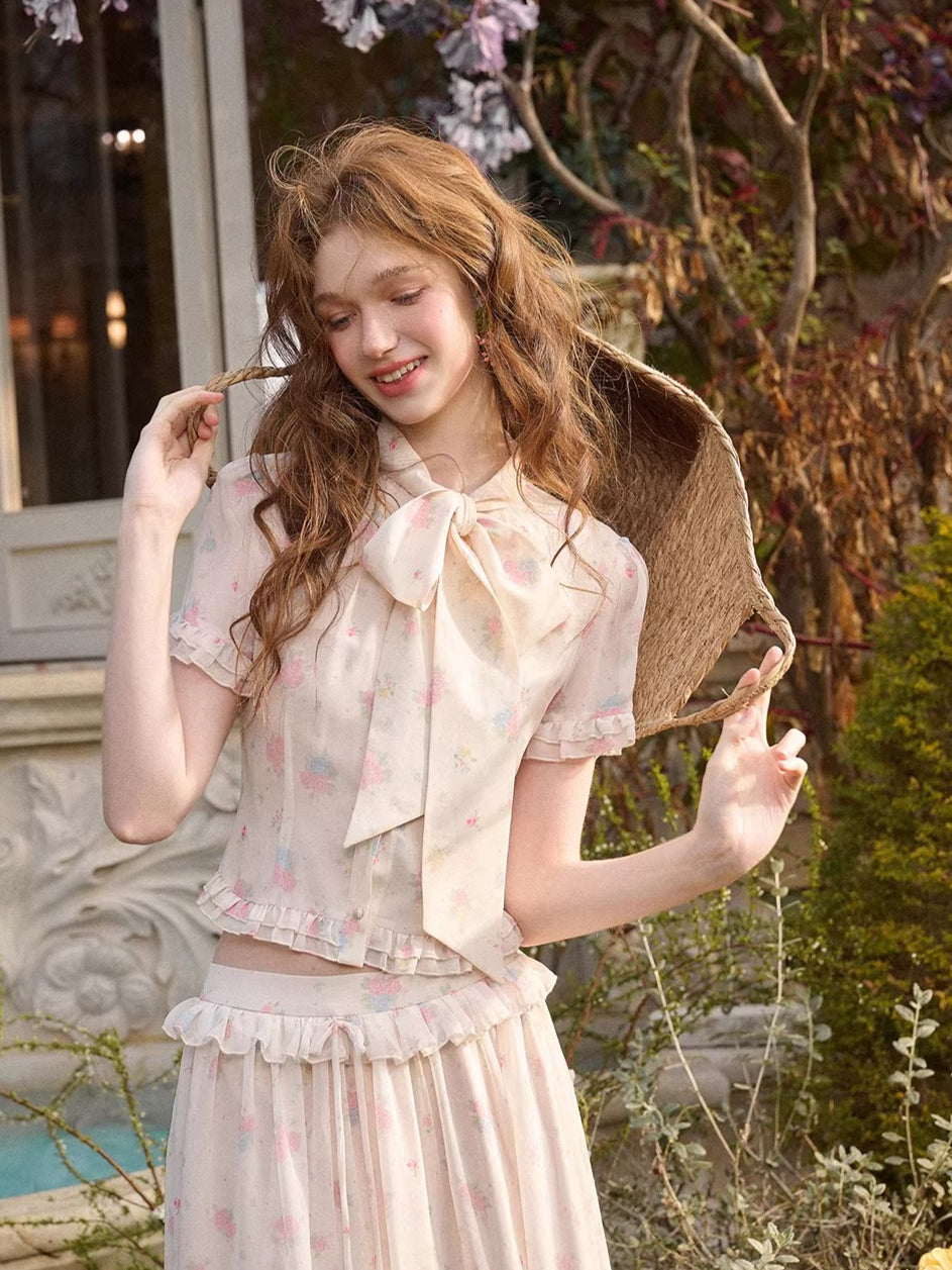 Mediterranean Floral Chiffon Set