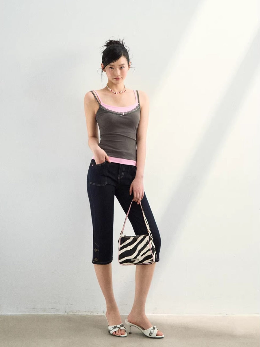 Contrast Lace Strap Tank