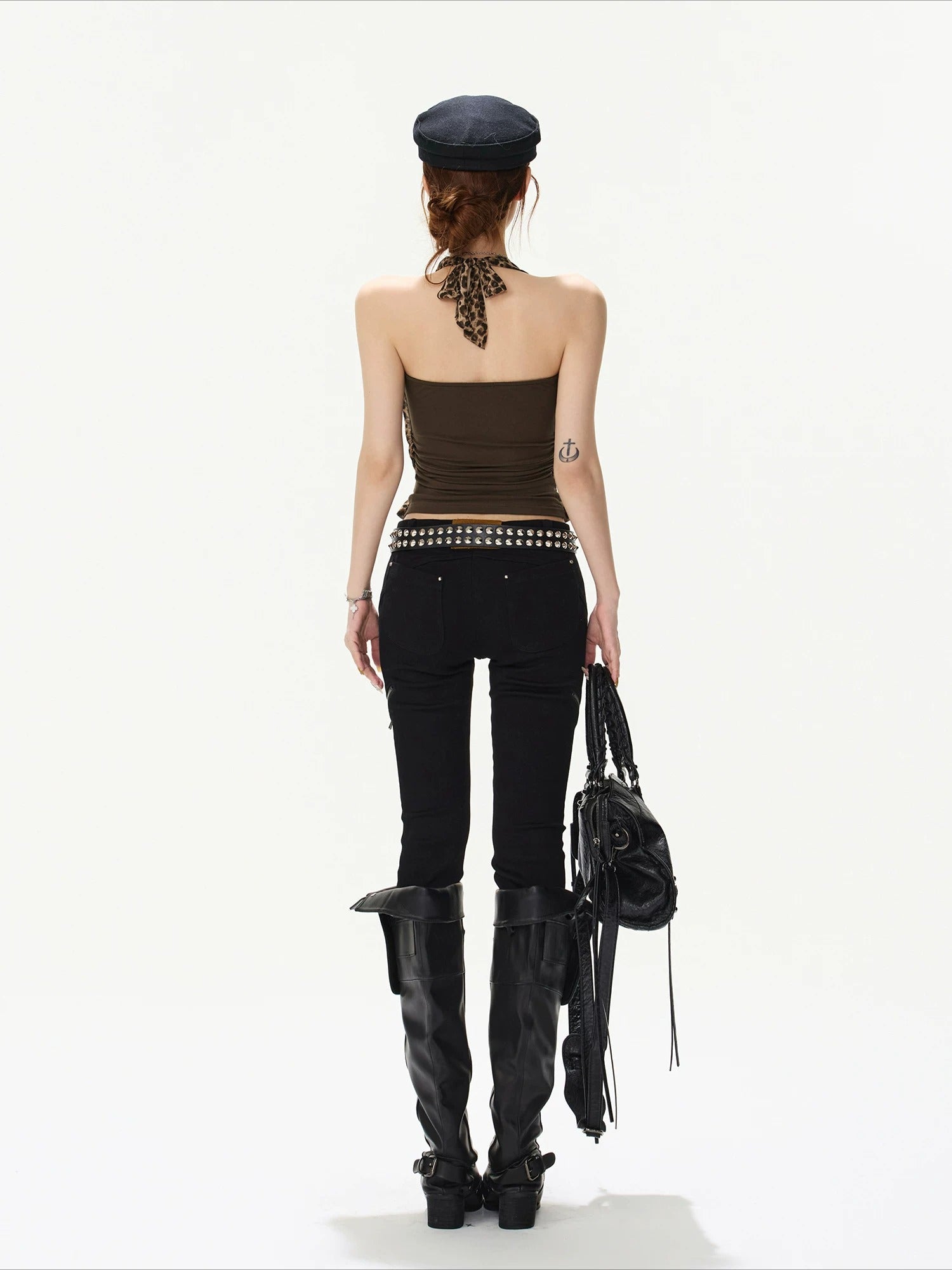 Leopard Cowl Halter Top