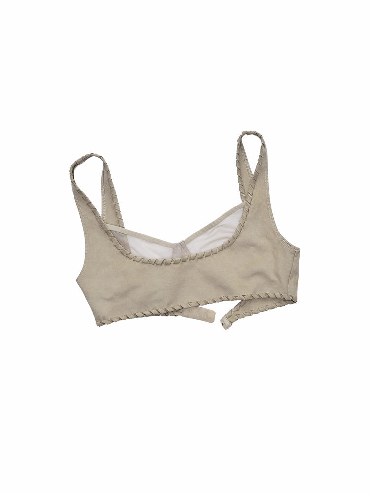 Suede Mesh Lace-Up Bralette