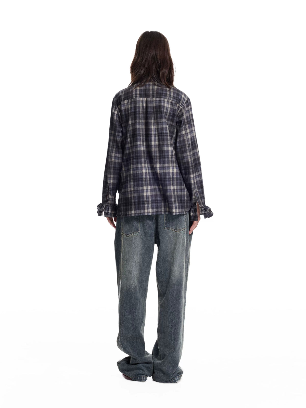 Brushed Plaid Ruffle Pocket Shirt