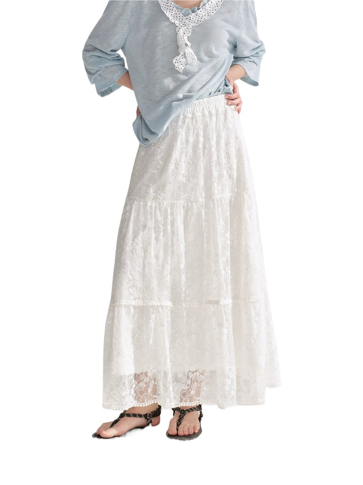 Lace Tiered Maxi Skirt
