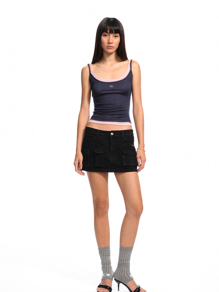 Fake Two-Piece Color-Block Splicing Vest