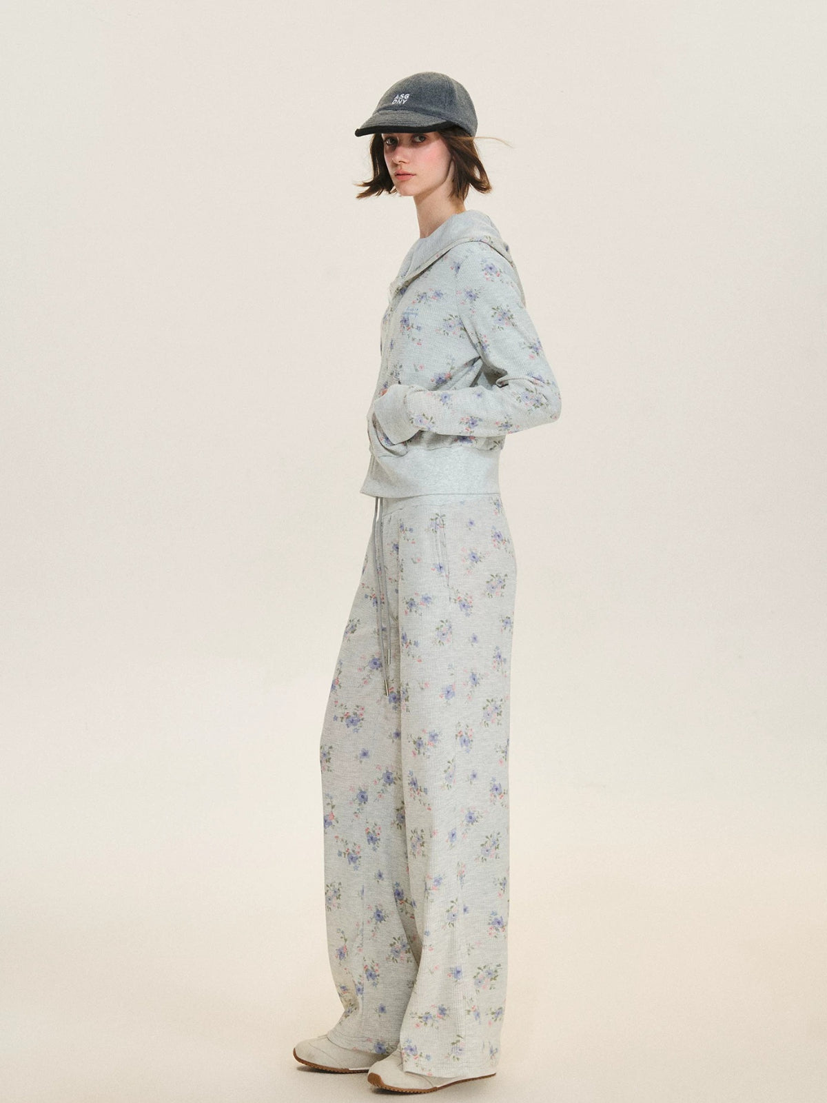 Floral Waffle Hoodie & Pants Set