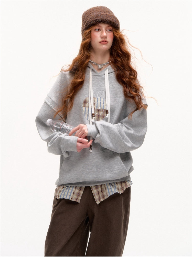 Apple Patch Two-Piece Layered Hoodie