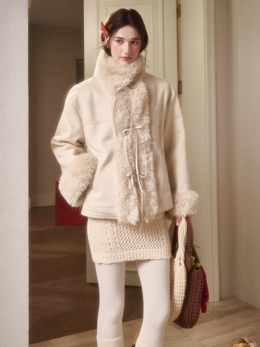 Travel Plan Shearling Fleece-Lined Stand Collar Jacket