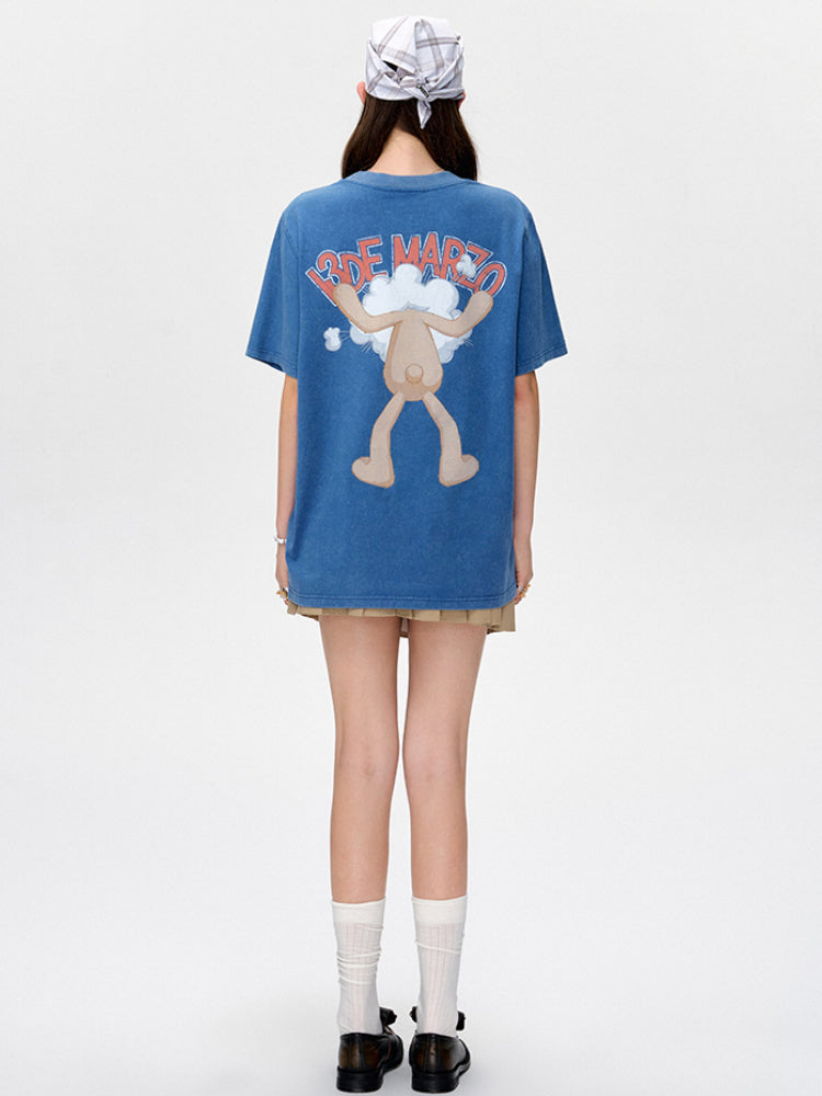 Illustrated Bear Short-Sleeve Cotton T-Shirt