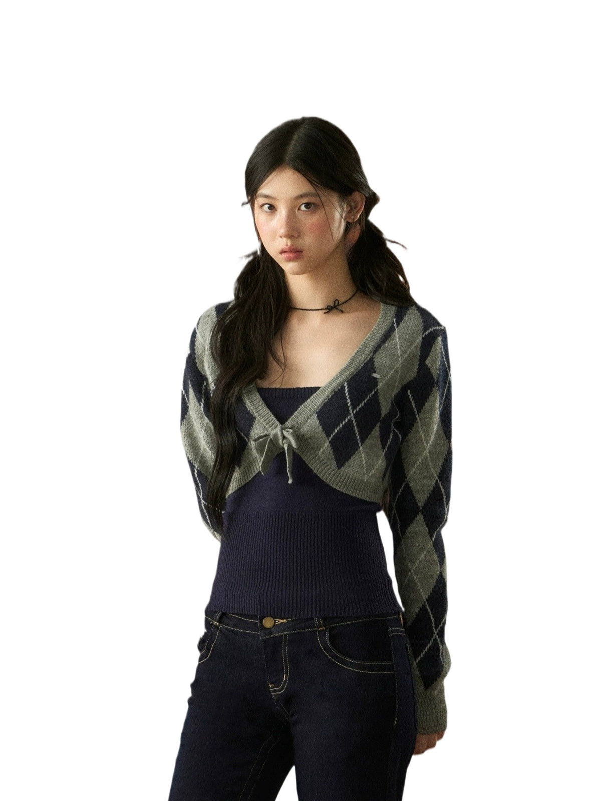 Diamond Knit Cardigan Set