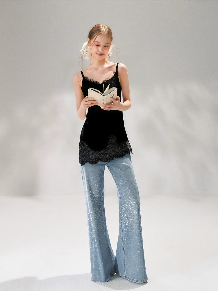 Lace Trim Silk Camisole