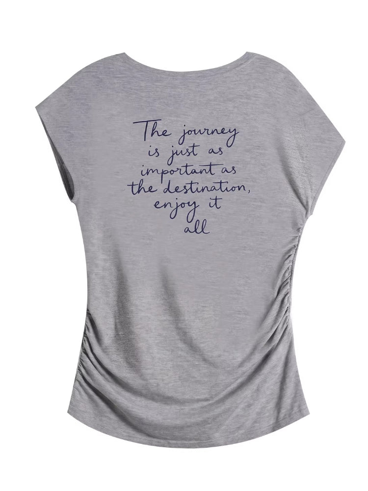 Embroidered Ruched T-Shirt