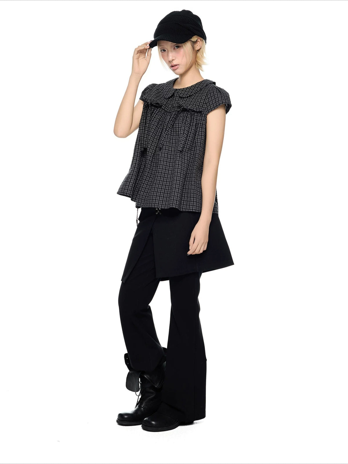 Plaid Peter Pan Top