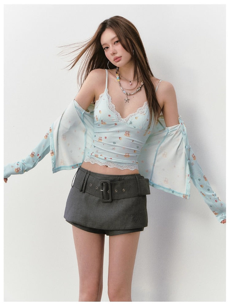 Printed Lace Trimmed Camisole