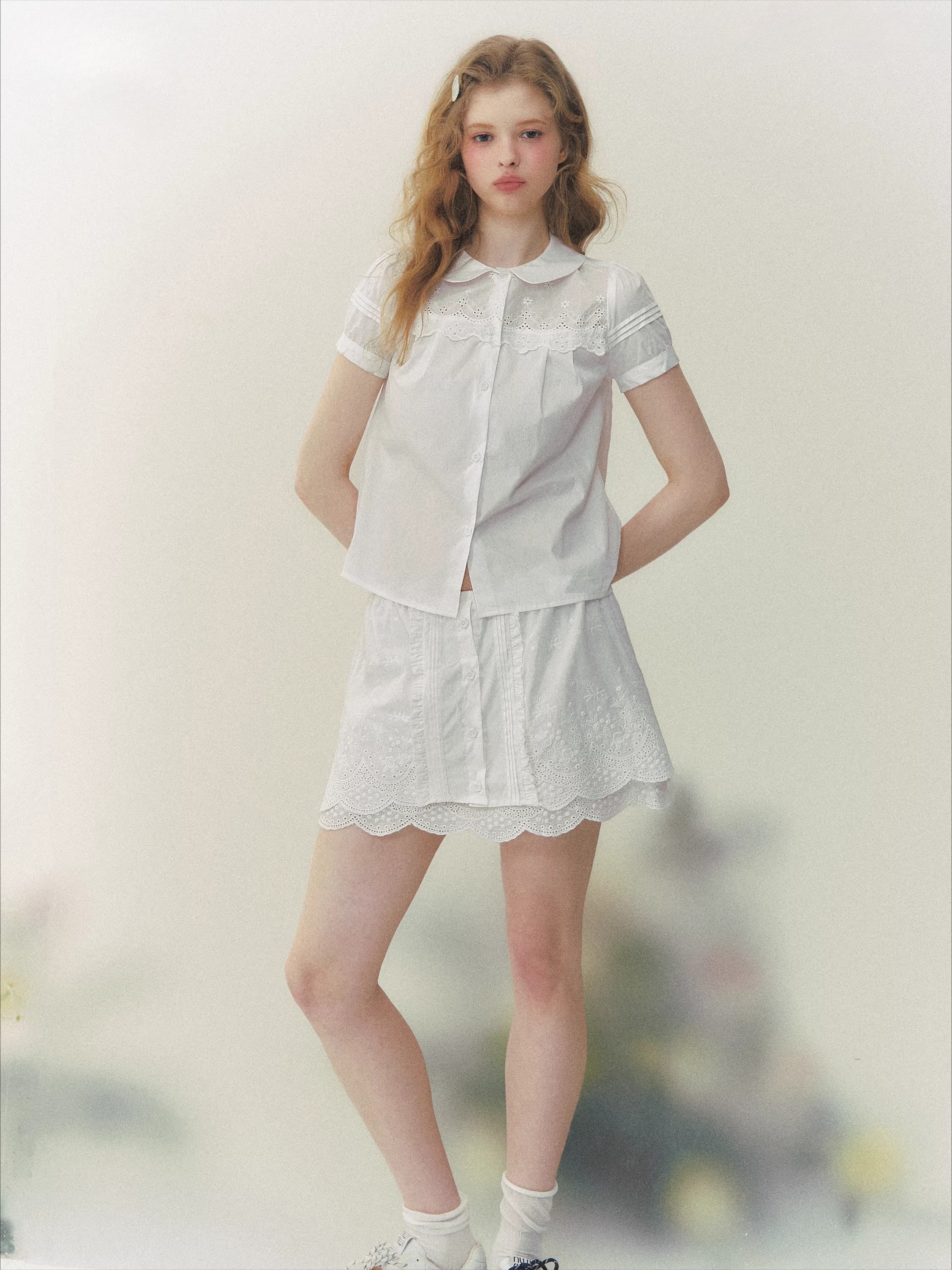 Embroidered Cotton A-Line Skirt