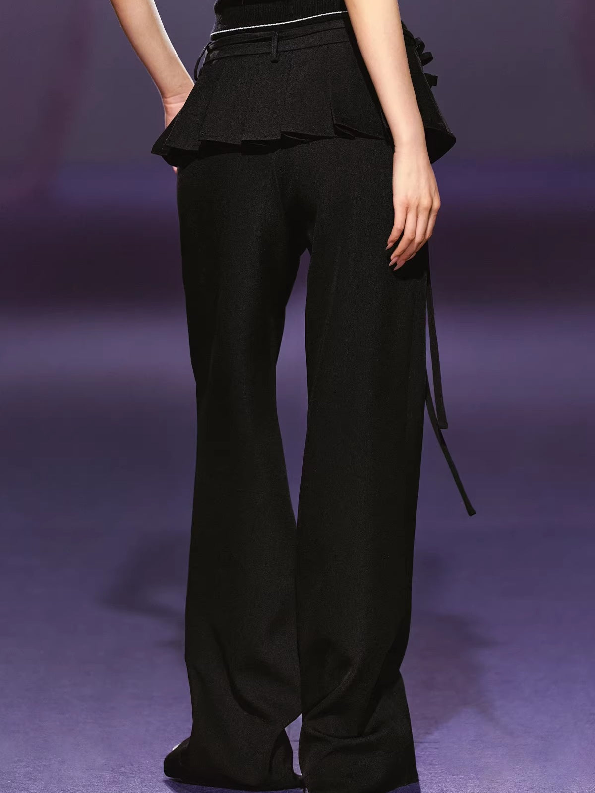 Layered Pleated Panel Straight Pants