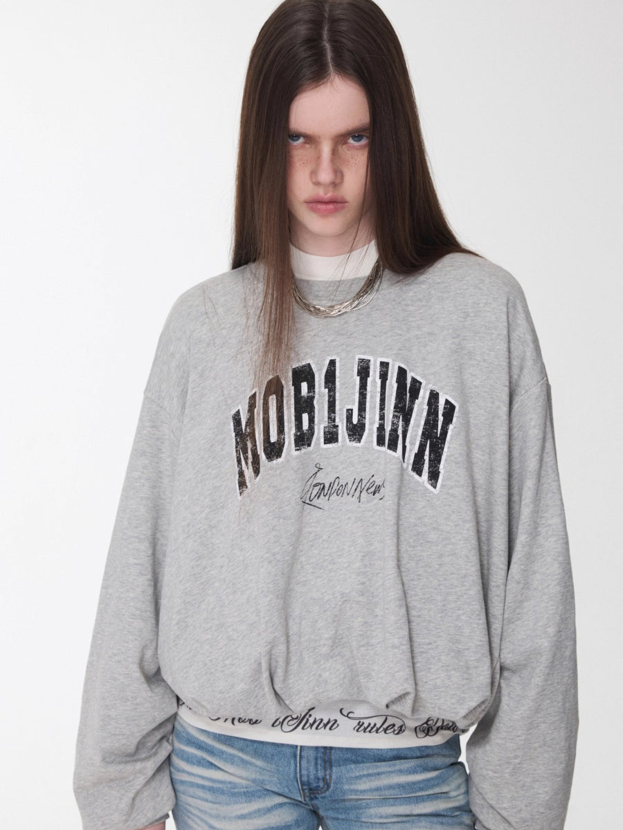 Retro Letter Print Balloon Sweatshirt