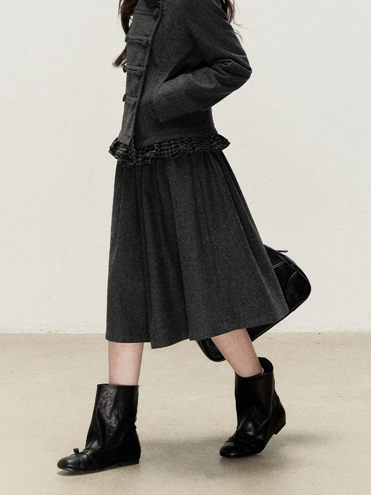 Vintage Double-Breasted Jacket & Midi Skirt Set