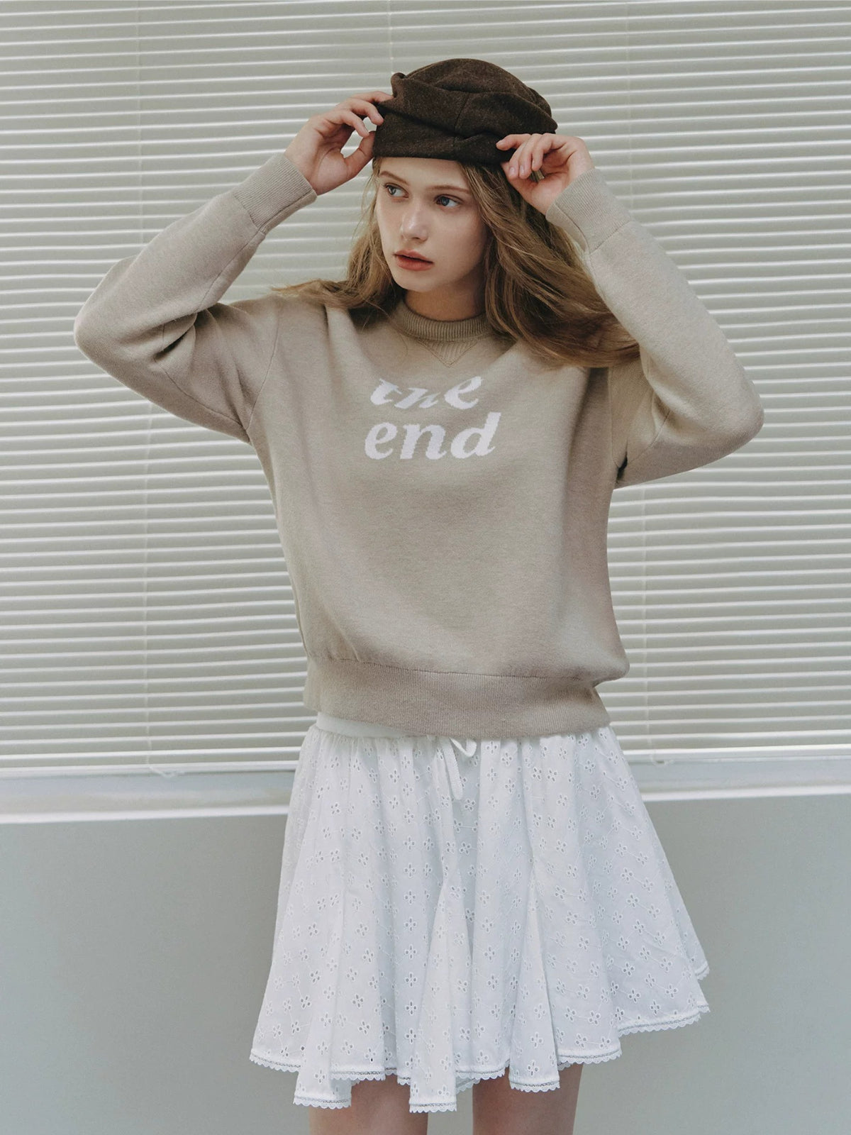 Minimal Letter Jacquard Knit Sweater