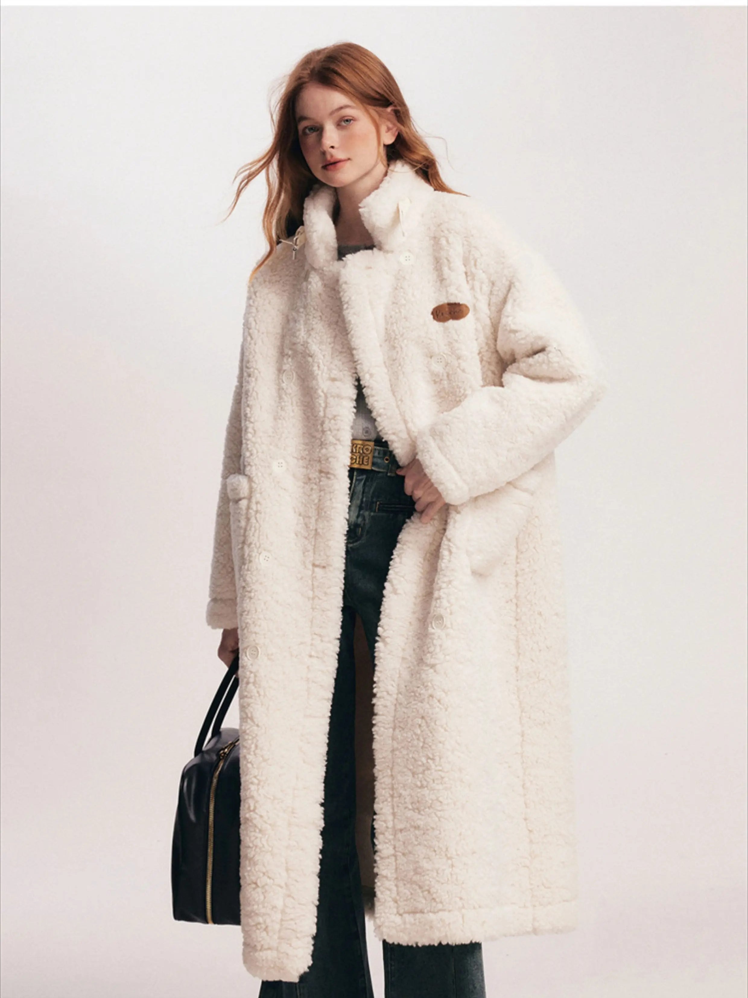 White Fleece Longline Coat