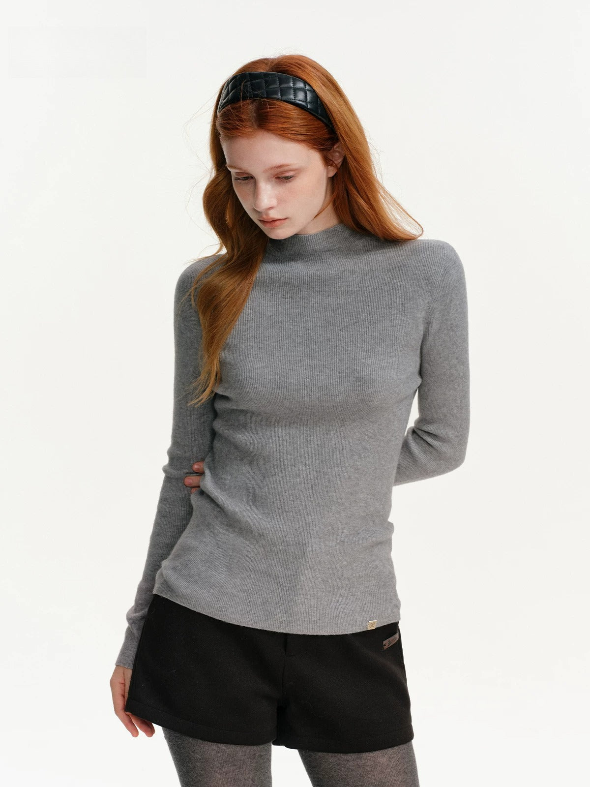 Seamless Wool Blend Mockneck Top