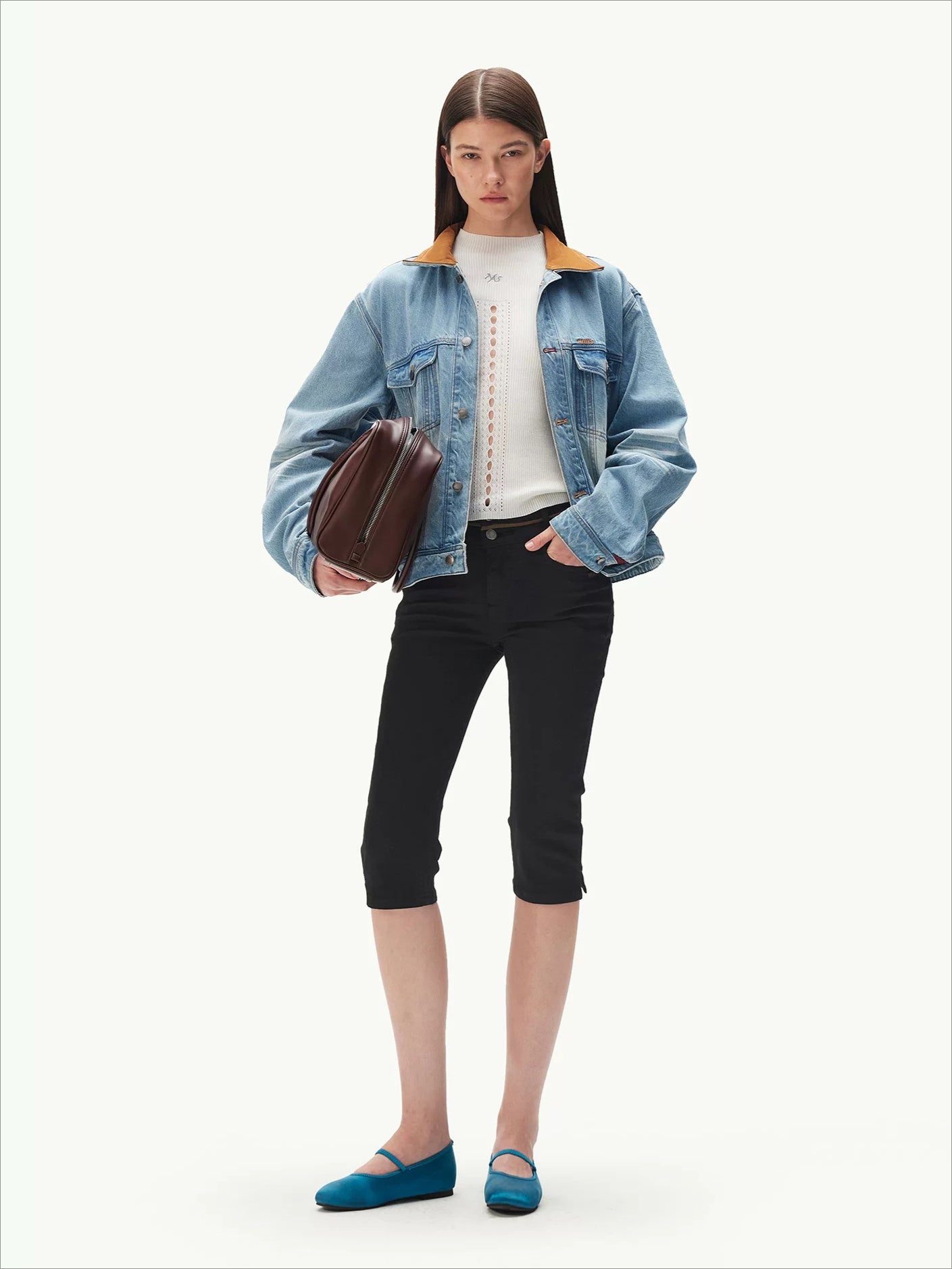 Contrast Suede Denim Jacket