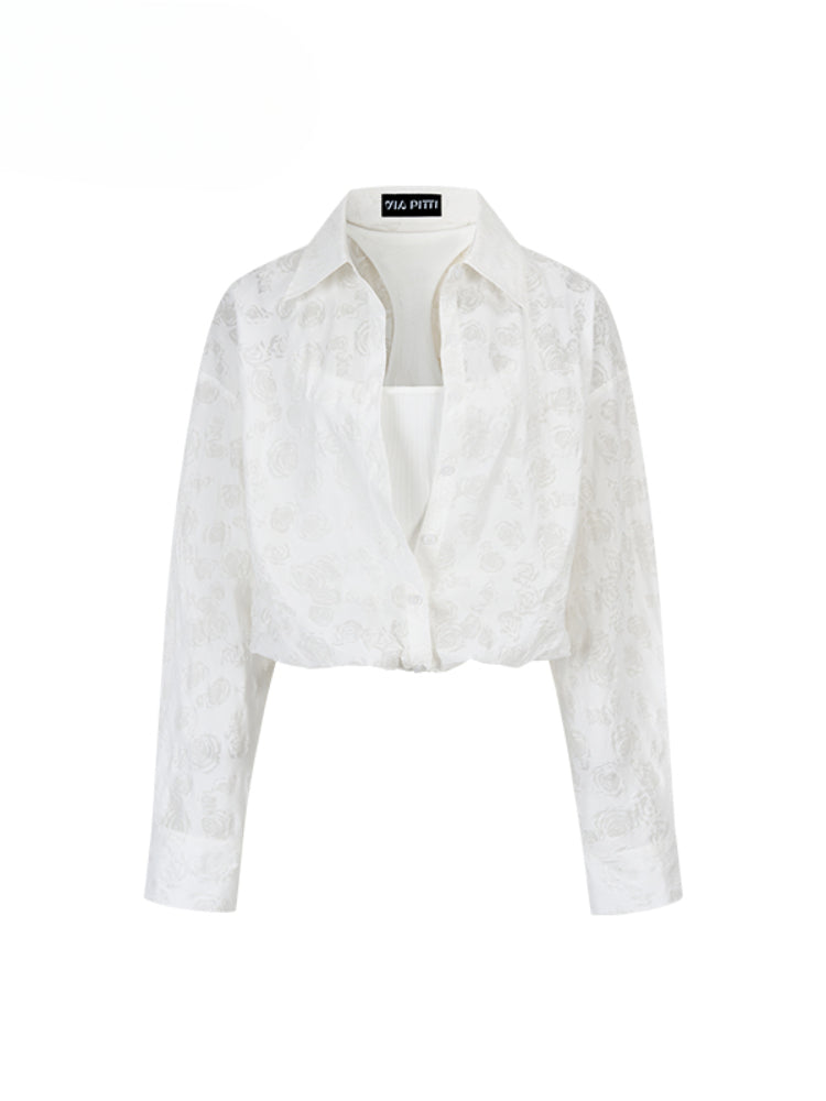 Two-piece Look Checked Long-sleeve Shirt