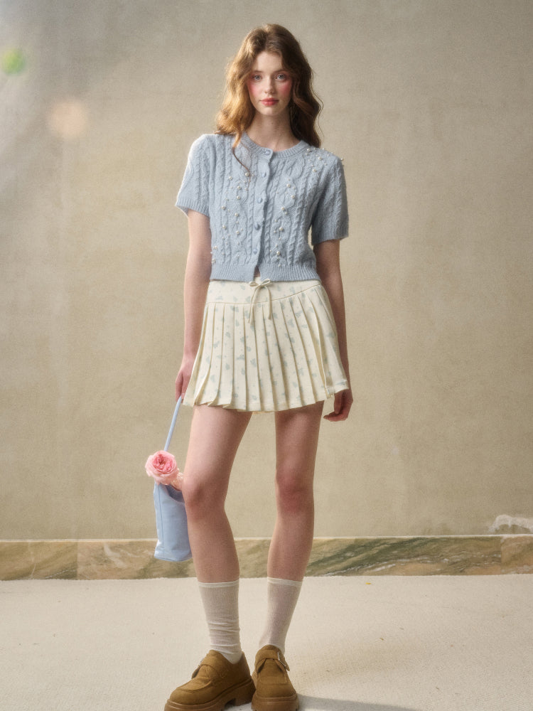 Mohair and Satin Cardigan & Skirt Set