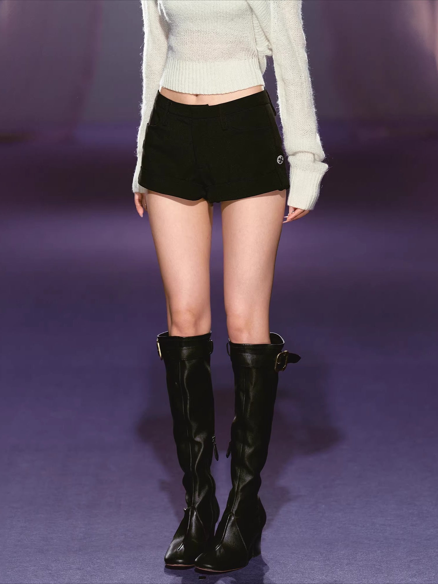 Black Mini Tweed Shorts