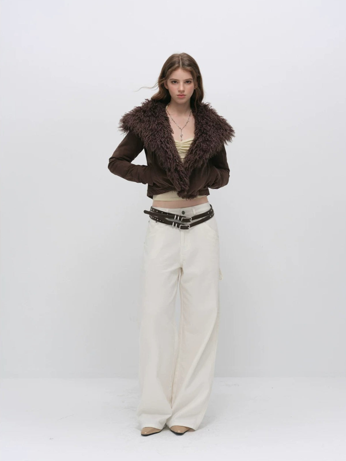 Faux Fur Collar Cropped Down Jacket