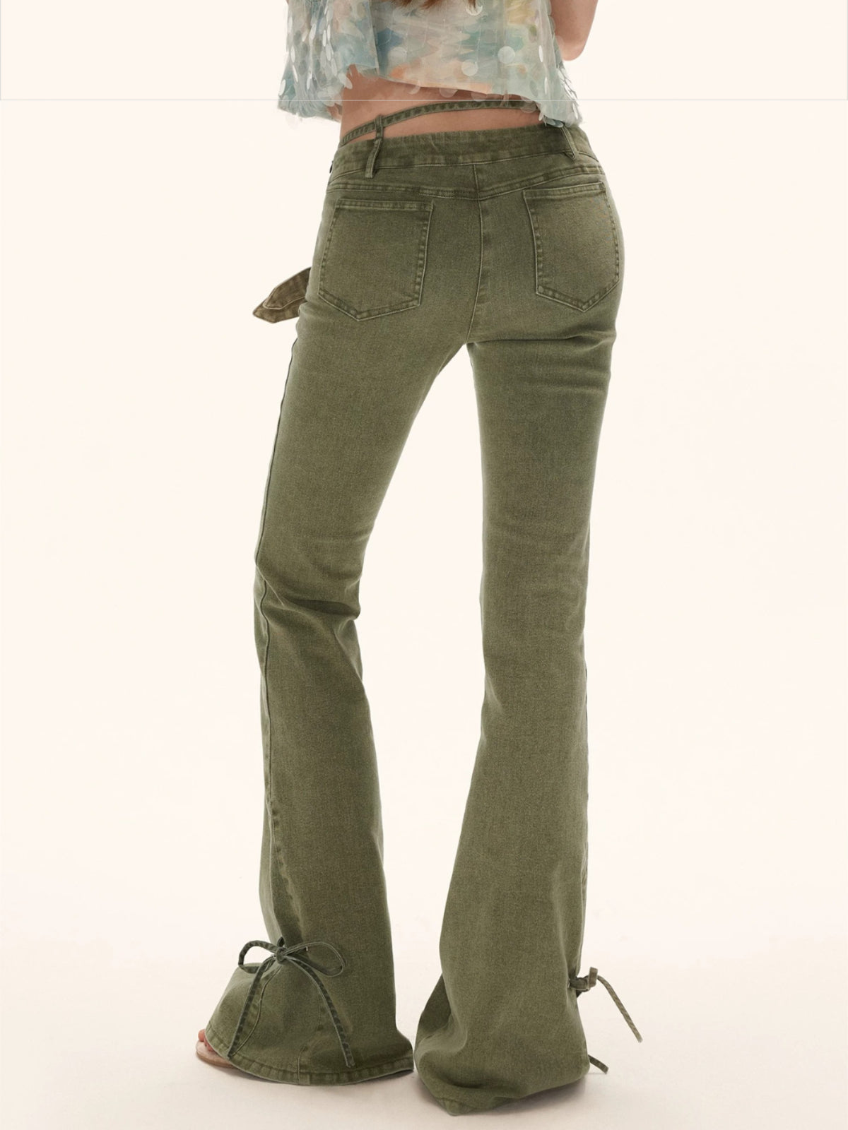 Vintage Multi-Belt Flared Denim Pants