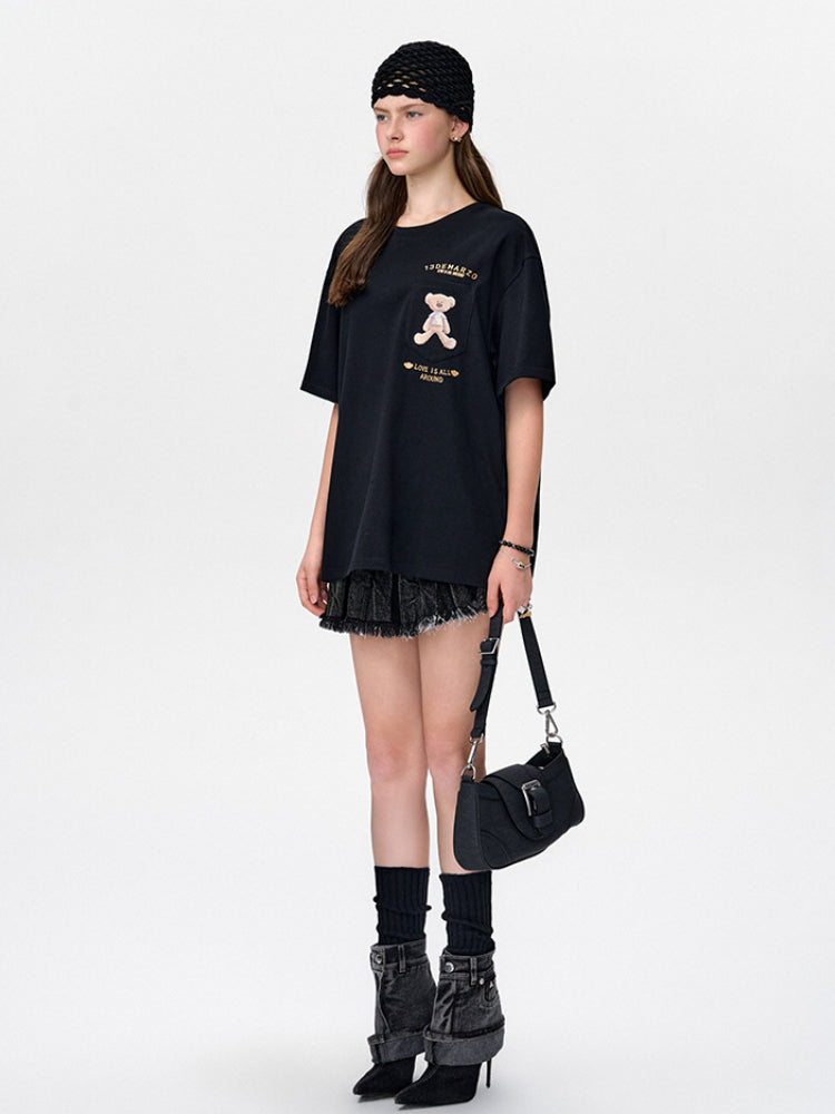 Oil-Painting Style Bear Cotton Short-Sleeve