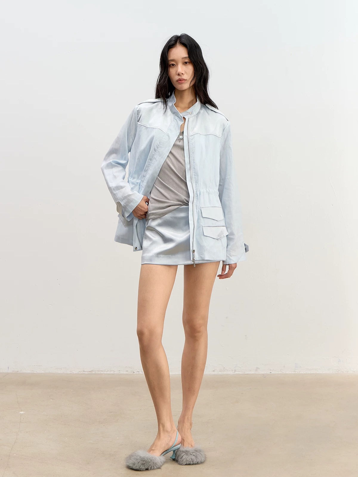 Low-Rise Satin Skort