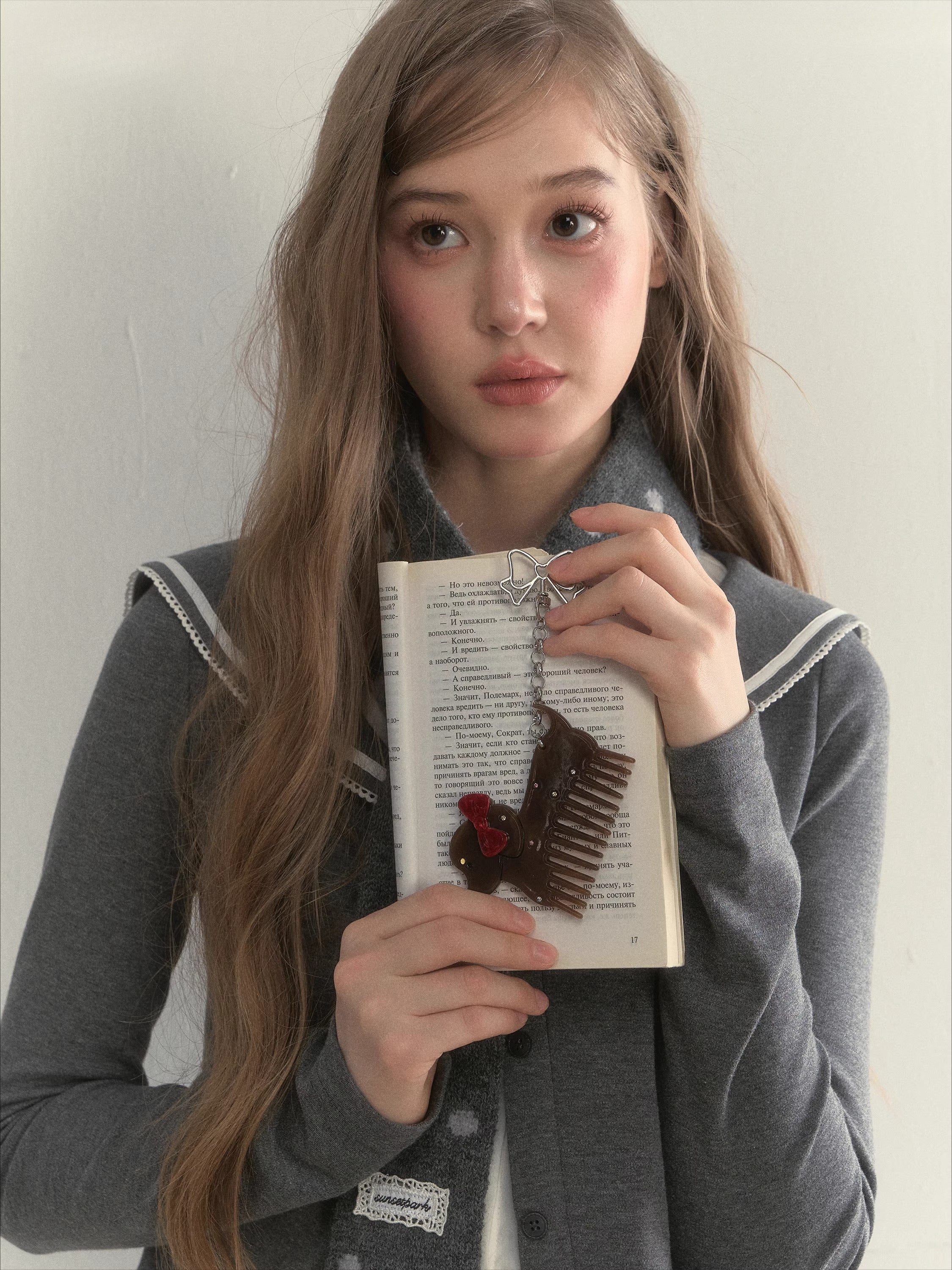 Rhinestone Dog Comb Keychain