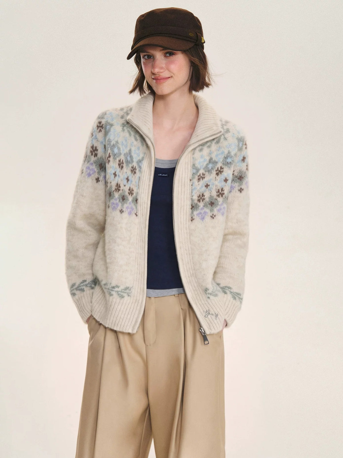 Vintage Fair Isle Zip Cardigan