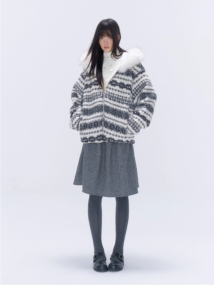 Wool Blend Pleated A-Line Skirt