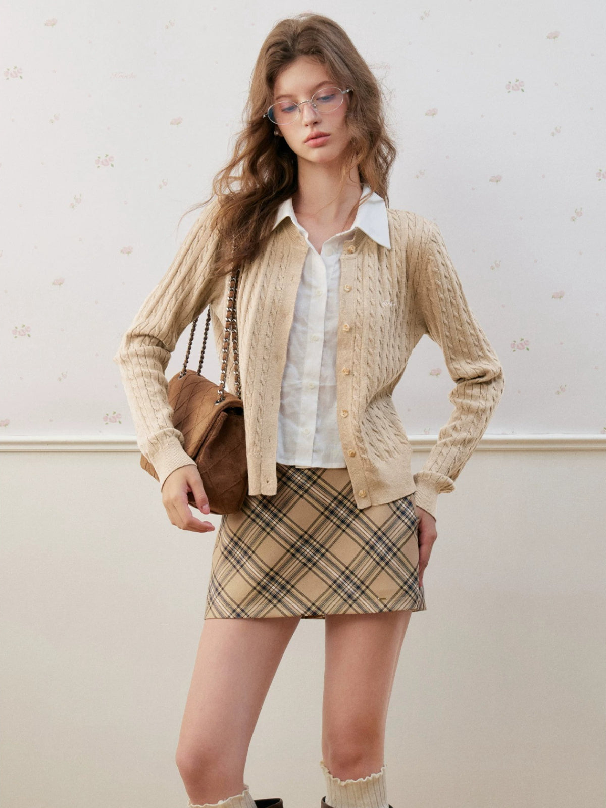 Wool Blend Cable Knit Cardigan