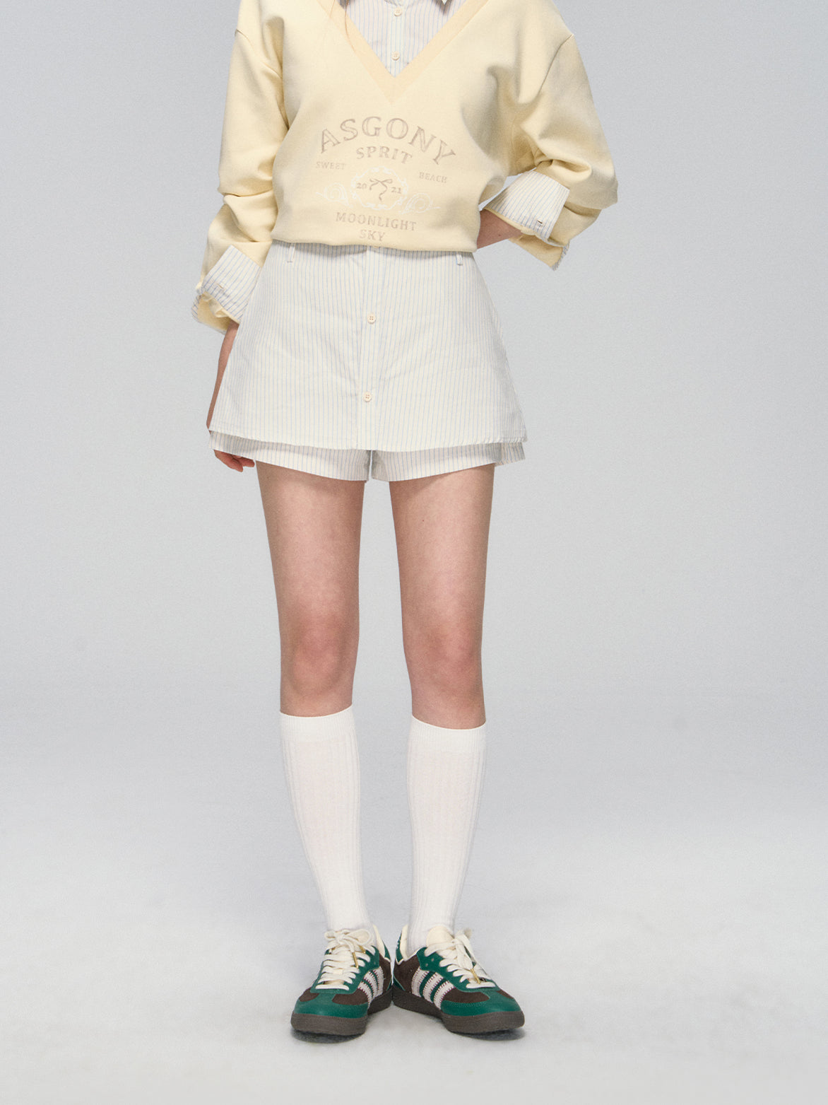 Yellow & Navy Collegiate Butterfly Sweatshirt & Skirt Set