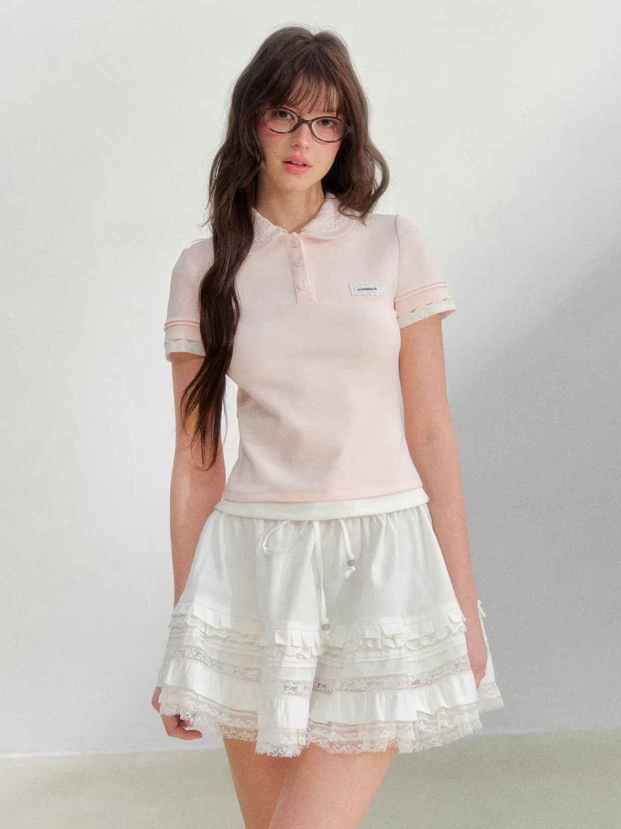 Pink Embroidered Collar Polo
