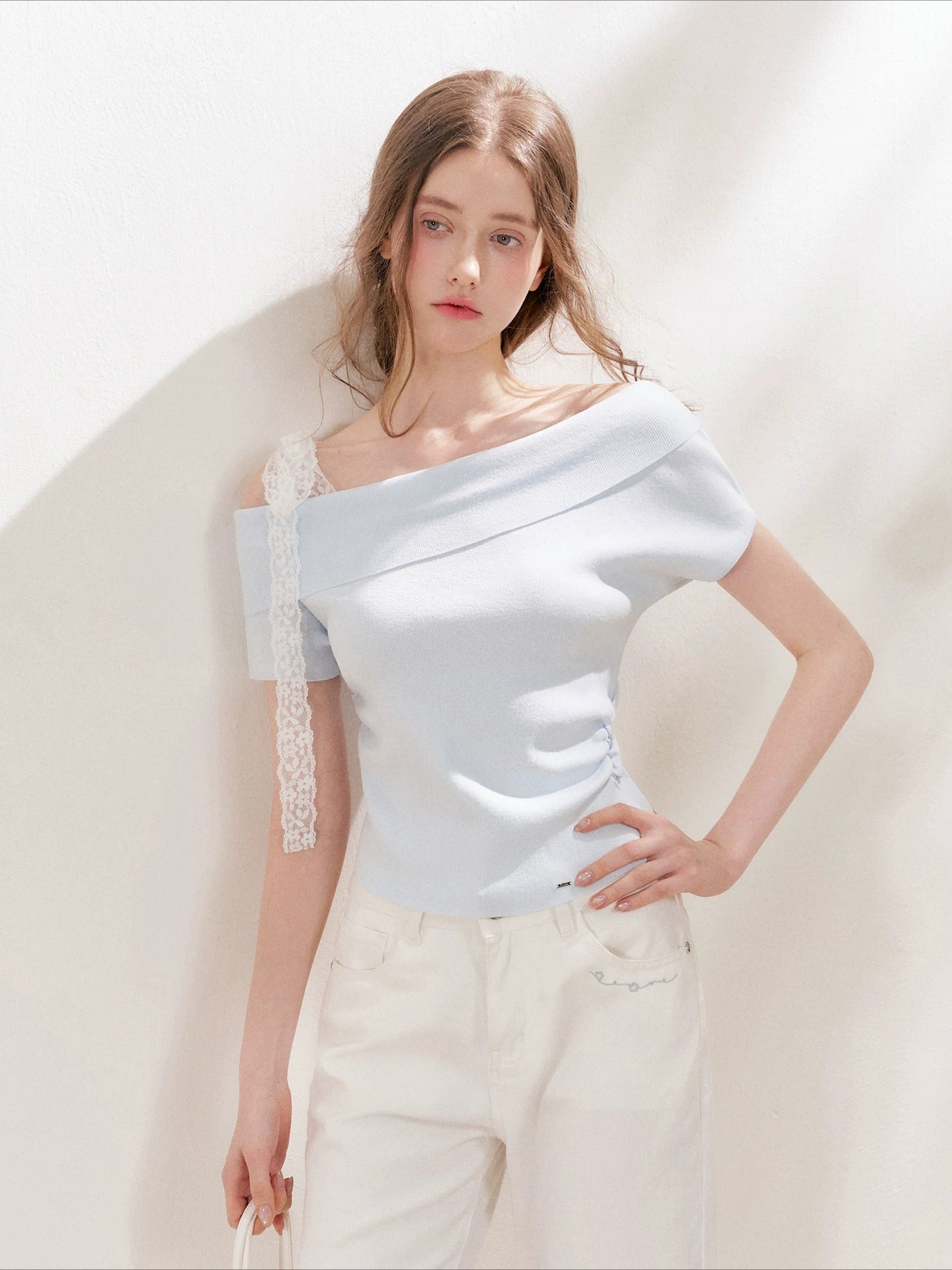 Asymmetric Lace Knit Top