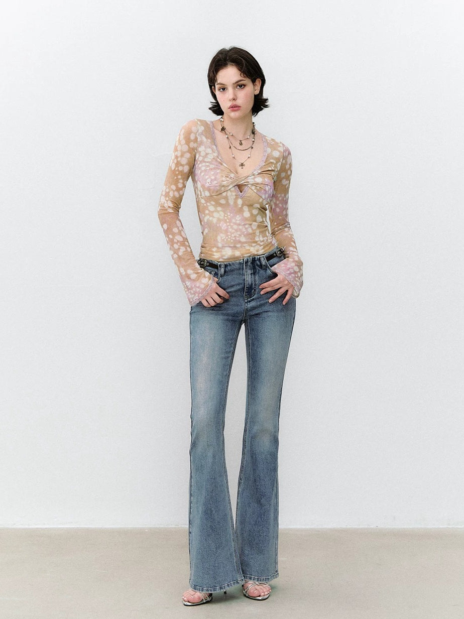 Navy & Blue Vintage Flare Jeans